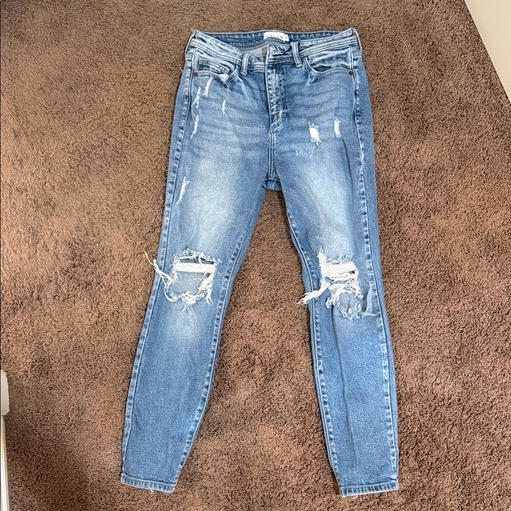 Cello Women's Ripped Blue Ankle Jeans